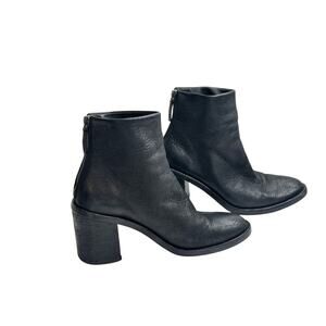 Marsell Italian Leather Ankle Boots Block Heel Round Toe Zip Winter Biker 36.5/6